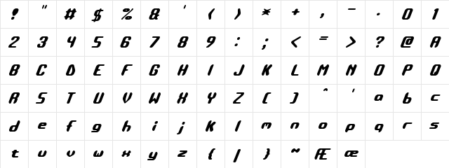 Detonate BRK Regular  glyph index
