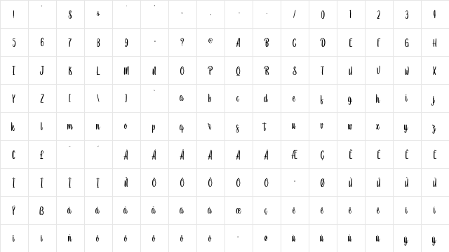 Newest Oldest - Personal Use Regular  glyph index