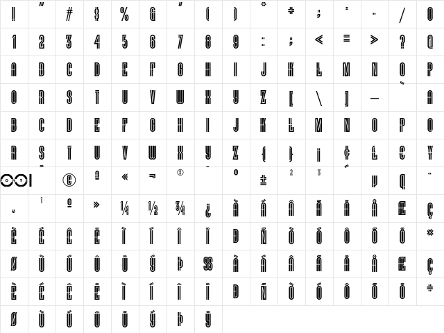 Vielle Varsovie NF Regular  glyph index