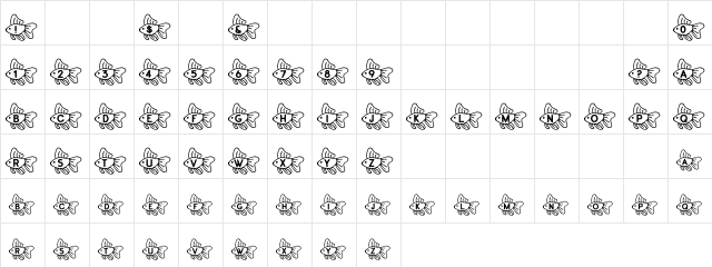 RMFish2 Regular  glyph index