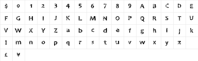 GreatNineties Regular  glyph index