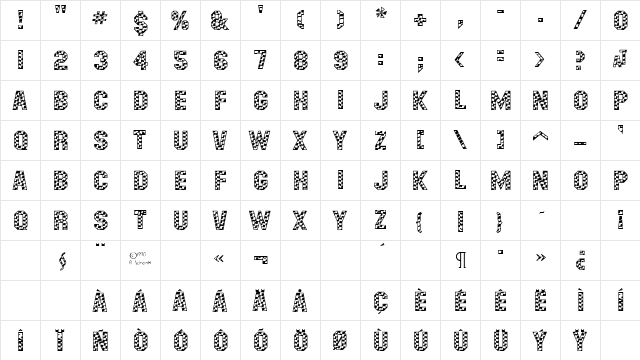 MasheenFlag Regular  glyph index