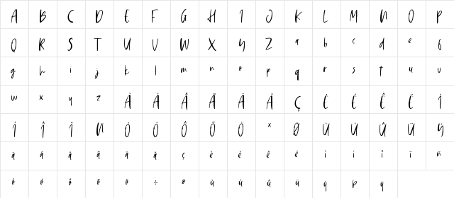 Saturday Vibes Regular  glyph index