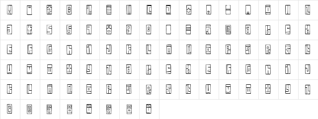 Box Font Regular  glyph index
