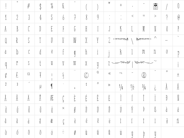 { White Festive } Regular  glyph index