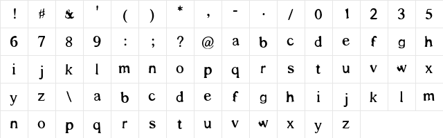 shadows around us Regular  glyph index
