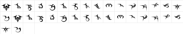 Tattooz 1  glyph index