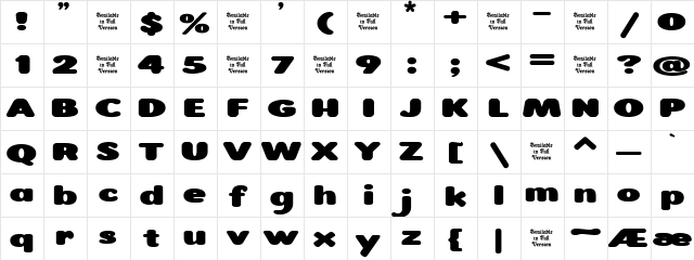 Roundigger Bold  glyph index