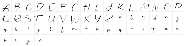 Nafiri Regular  glyph index