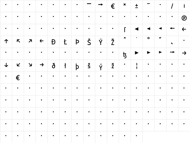 CstBerlinWest RegularExp  glyph index