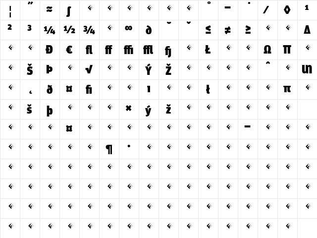 Unit-UltraTFExpert Regular  glyph index