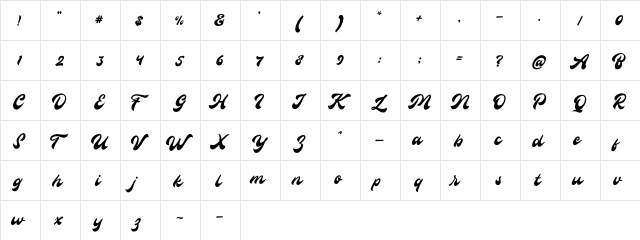 Antique Cable Regular  glyph index