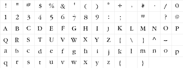 Sweeps Regular  glyph index