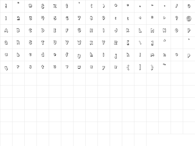 LD Billboard Regular  glyph index
