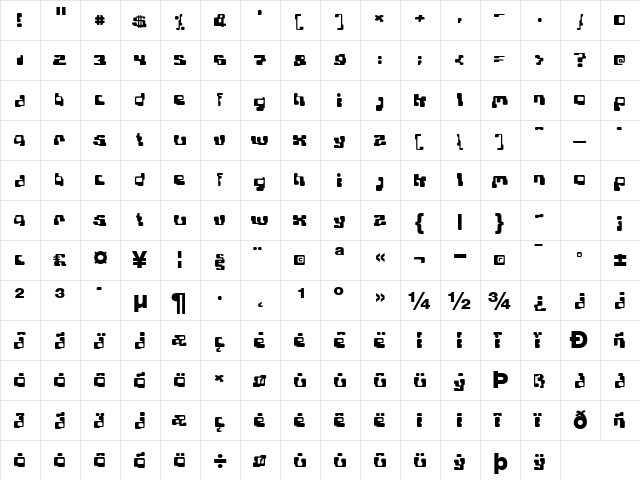 Planet Bubble  glyph index
