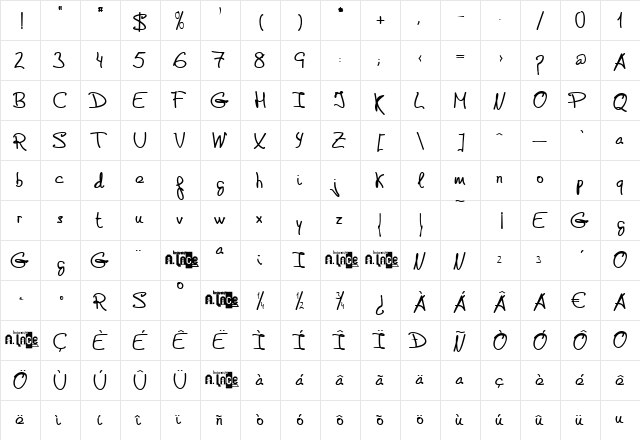 de Manu 2 Bold  glyph index