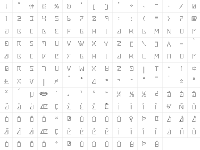 Tracer Outline Outline  glyph index