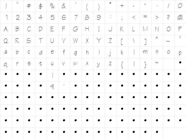 Stand 9 Regular  glyph index