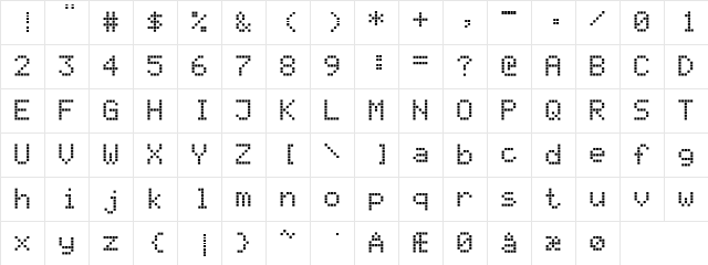 Register Regular  glyph index
