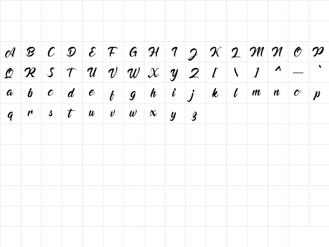 Bellagu Personal Use Only Regular  glyph index