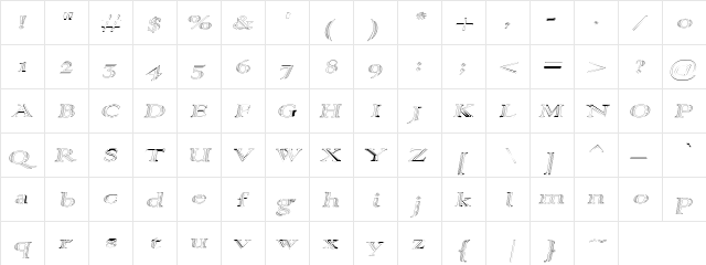 AlphaRev Hollow Regular  glyph index