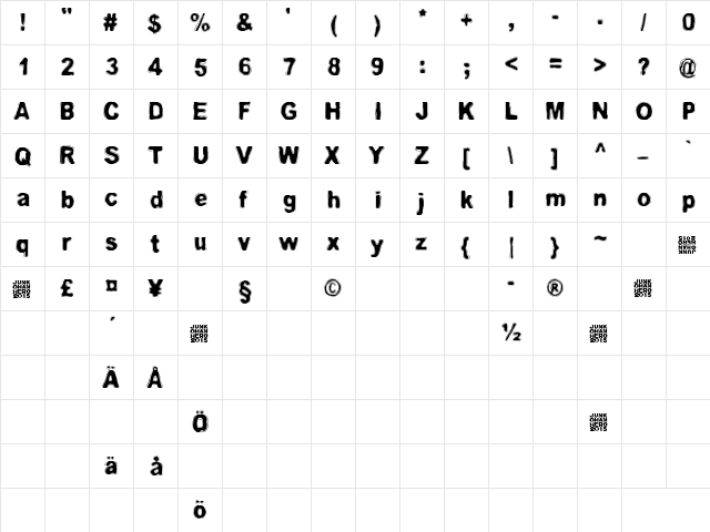 Red light, red heat Regular  glyph index