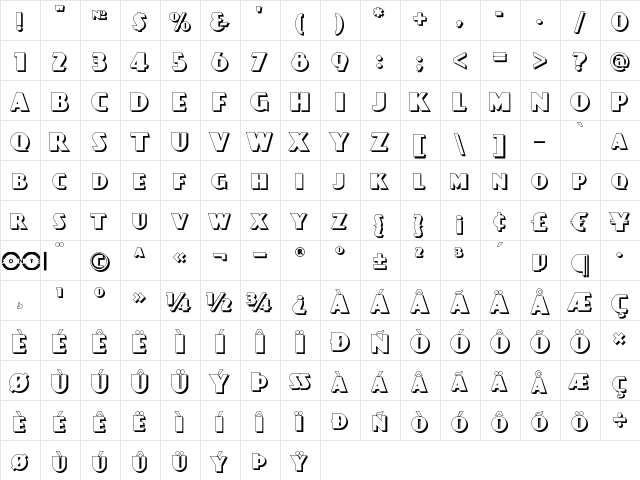 Day Poster Shadow NF Regular  glyph index