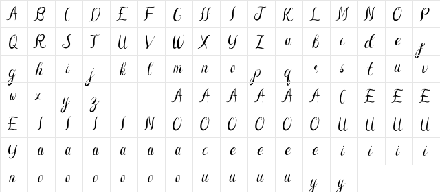 Pink Sun Demo Regular  glyph index