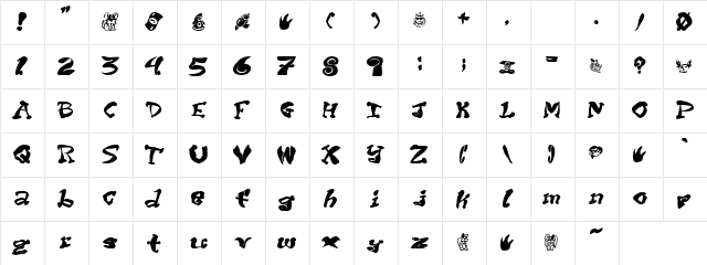 Turf Regular  glyph index