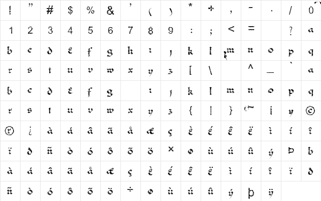 FZ JAZZY 33 CRACKED Normal  glyph index