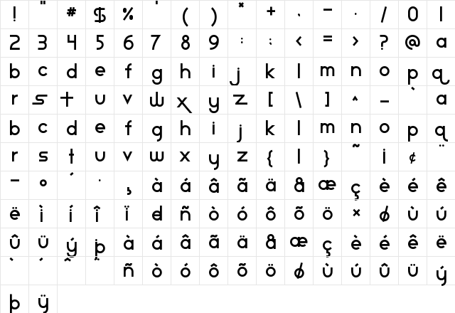 Star Avenue Regular  glyph index