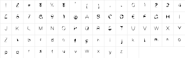 Cut It Regular  glyph index