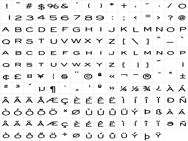 Eye glass Extended Bold  glyph index