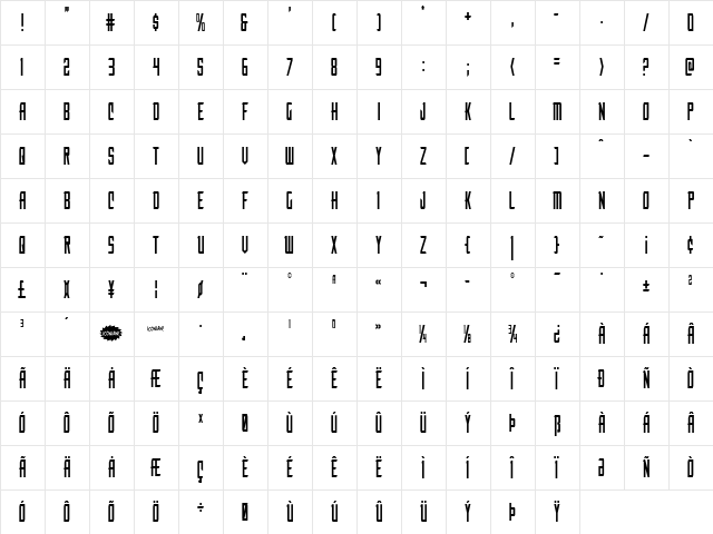 Nemesis Enforcer Condensed Condensed  glyph index