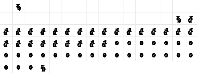 KR Easter Rabbit Regular  glyph index