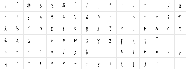 LDJ Ghostwriter Regular  glyph index