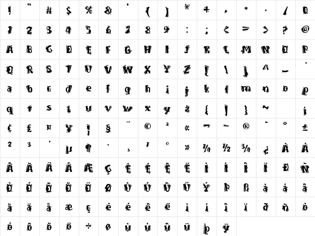 BurweedICG Thorny  glyph index