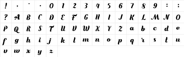 Bungasai Regular  glyph index