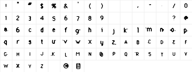 Whorn Regular  glyph index