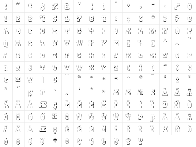 Regulators Shadow Shadow  glyph index