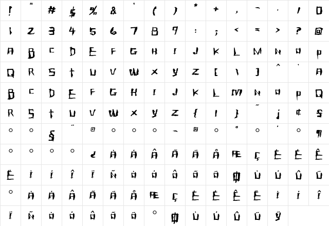 Messyhouse Medium  glyph index