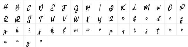 Caledy FREEE Regular  glyph index