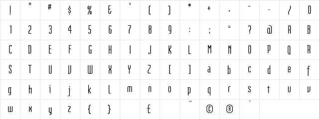 Gothikka Regular  glyph index