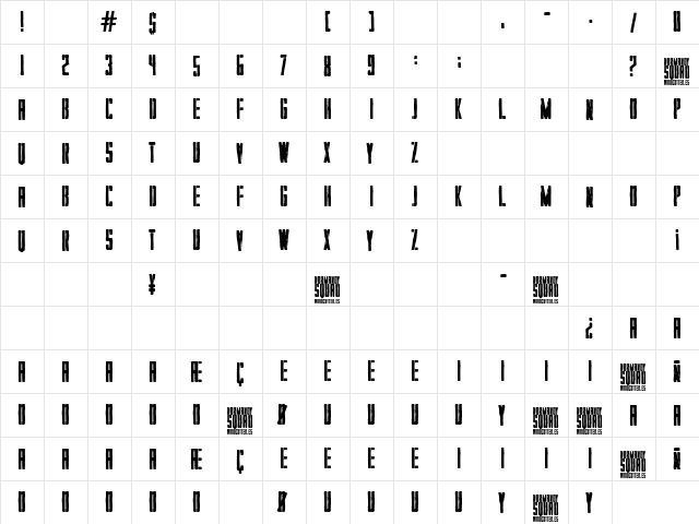 Normandy Squad Regular  glyph index