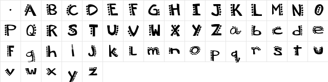 Krisdotty Regular  glyph index