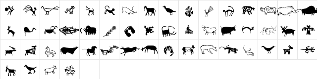Cave Painting Dingbats Regular  glyph index