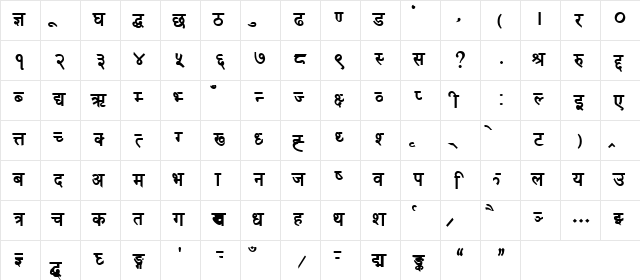 DINA FAT Normal  glyph index
