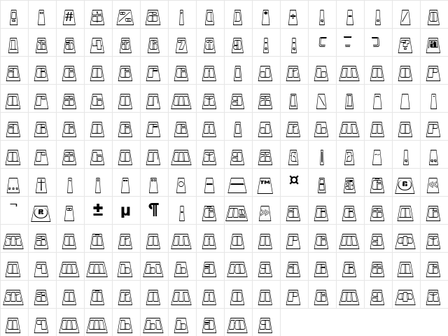 a_GlobusCmOtlLnBk Regular  glyph index