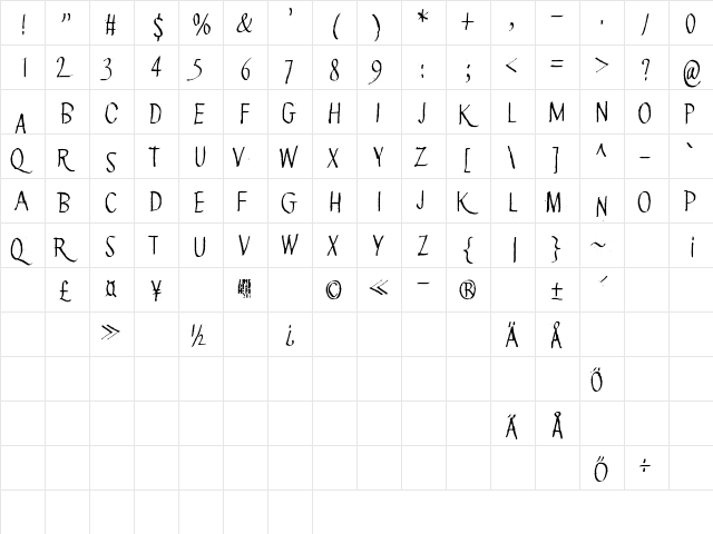 Green Queen Regular  glyph index