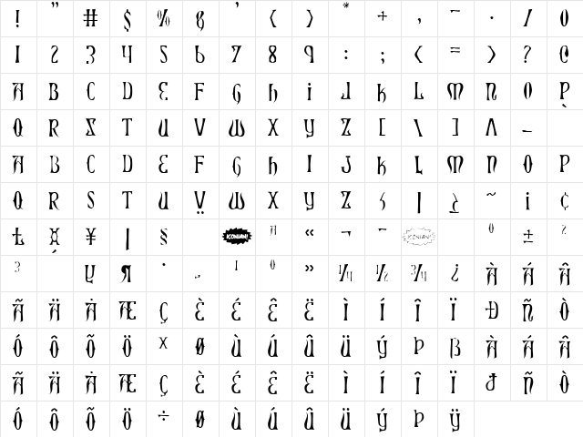 Xiphos Light Light  glyph index